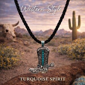 paparazzi Turquoise and Black Western Boot Necklace